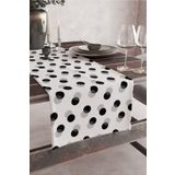Vagonik Siyah Beyaz Puantiye Desenli Dijital Baskılı Runner 140x40