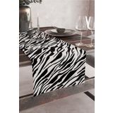 Vagonik Siyah Beyaz Zebra Desenli Dijital Baskılı Runner 140x40