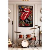Vagonik The Rolling Stones Duvar Örtüsü Duvar Halısı Birinci Kalite Kumaş - Bordo - 140 x 200 cm