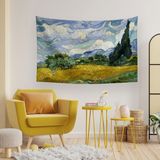 Vagonik Van Gogh Selvi Ağacı Desenli Duvar Örtüsü Halısı %100 Mikrofiber 140 x 200 cm