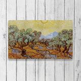 Vagonik Van Gogh Zeytin Ağaçları Dijital Baskılı 50X70CM Dekoratif Çok Amaçlı Iç ve Dış Kapı Paspası - 50 x 70 cm - Turuncu