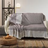 Vagonik Zigzag Natural Keten Koltuk Örtüsü | Koltuk Şalı Çekyat Örtüsü - Bordo