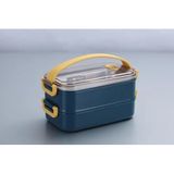 Vagonlif Çift Katmanlı Paslanmaz Çelik Beslenme Kabı-1400 ml Beslenme Kutusu Lunch Box (Mavi)