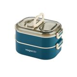Vagonlife 1000 ML İki Kat Üç Bölme Paslanmaz Çelik Bento Lunch Box Yeni Nesil Sefer Tası-Sos Kaseli Model-FFLBOX7081 Lacivert