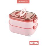 Vagonlife 1000 ML İki Kat Üç Bölme Paslanmaz Çelik Bento Lunch Box Yeni Nesil Sefer Tası-Sos Kaseli