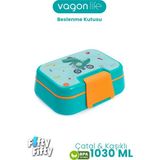 Vagonlife 1030 ml Tek Kat 4 Bölme Çocuk Beslenme Kutusu Çatal / Kaşık -FFB1262 - Yeşil