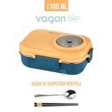 Vagonlife 1100 ml Çorba Kaseli-Metal Kaşıklı Paslanmaz Çelik Bento Lunch Box Yeni Nesil Sefer Tası-F