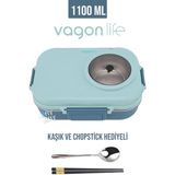 Vagonlife 1100 ML Çorba Kaseli-Metal Kaşıklı Paslanmaz Çelik Bento Lunch Box Yeni Nesil Sefer Tası-ffbl70100 Mavi