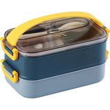 Vagonlife 1200 ml Çelik Sefer Tası 2 Katlı Bento Yemek Kutusu Lacivert Renkli Taşıma İmkanı - 410-Lacivert
