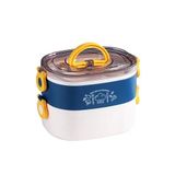Vagonlife 1200 ML İki Kat Üç Bölme Paslanmaz Çelik Bento Lunch Box Yeni Nesil Sefer Tası-ÇatallıKaşık-FFLBOX50251 Lacivert
