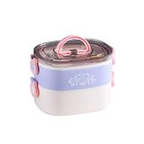 Vagonlife 1200 ML İki Kat Üç Bölme Paslanmaz Çelik Bento Lunch Box Yeni Nesil Sefer Tası-ÇatallıKaşık-FFLBOX50251 Mor