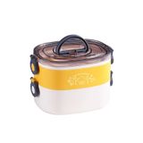 Vagonlife 1200 ML İki Kat Üç Bölme Paslanmaz Çelik Bento Lunch Box Yeni Nesil Sefer Tası-ÇatallıKaşık-FFLBOX50251 Sarı