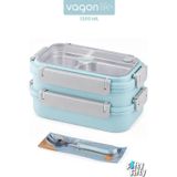 Vagonlife 1200 ML İki Kat Üç Bölme Paslanmaz Çelik Bento Lunch Box Yeni Nesil Sefer Tası Çelik Kaşıklı -22FF15