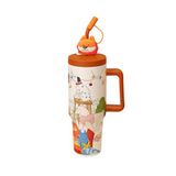 Vagonlife 1200ml Sevimli Hayvanlar Tumbler Pipetli/Pipetsiz Kulplu Paslanmaz Çelik Termos (Puppy Party)