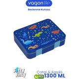 Vagonlife 1300 ml Tek Kat Sızdırmaz,karışmaz 4 Bölmeli Çocuk Beslenme Kutusu -FFB091-1300 - Mavi