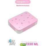 Vagonlife 1330 ml Tek Kat 6 Bölme Çocuk Beslenme Kutusu Çatal / Kaşık / Sos Kaseli -FFB1265 - Pembe