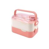 Vagonlife 1350 ML İki Kat Üç Bölme Paslanmaz Çelik Lunch Box Yeni Nesil Sefer Tası-Sos Kaseli Model-FFLBOX10110-2S Pembe