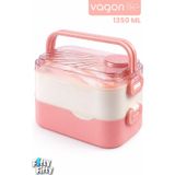 Vagonlife 1350 ML Paslanmaz Çelik Bento Lunch Box İki Kat Üç Bölme Yeni Nesil Sefer Tası-1350ML-101102S