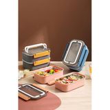 Vagonlife 1600 Ml Bento Lunch Box Ofis-Okul İçin Yeni Nesil Sefer Tası Çift Kat 4 Bölme Paslanmaz Çelik F494