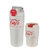 Vagonlife 2'li Çelik Termos-Kahve Bardağı Seti 750ML Çift Kullanım Termos//450ML Mug Kahve Bardağı 750Beyaz-450Krem