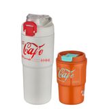 Vagonlife 2'li Çelik Termos-Kahve Bardağı Seti 750ML Çift Kullanım Termos//450ML Mug Kahve Bardağı 750Beyaz-450Turuncu