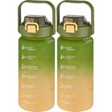 Vagonlife 2'li Ekonomik Motivasyon Matara Seti 1500 ml Büyük Boy 4 Farklı Renk Seçeneği Fiftyfifty - Sarı - Yeşil