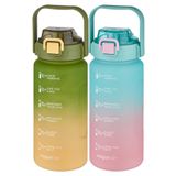 Vagonlife 2'li Ekonomik Motivasyon Matara Seti 1500 ml Büyük Boy 4 Farklı Renk Seçeneği FiftyFifty Yeşilsarı-YeşilPembe