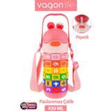 Vagonlife 430 ML Pipetli Çelik Termos Askılı Matematiği Sevdiren Su Matarası FFVGN-430ML30031