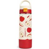 Vagonlife 550 ml Desenli Çelik Termos Tek Kapak Çift Kullanım Pipetli Rahat Içim Kulplu Paslanmaz VGN-1109 - Ekru