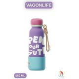 Vagonlife 550ML Bilek Askılı Desenli Paslanmaz Çelik Termos 4 Renk - Mor