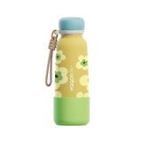 Vagonlife 550ml Desenli Pipetli/Pipetsiz Kullanım İpli El Askılı Kaymaz Tabanlı Paslanmaz Çelik Termos (Sarı)