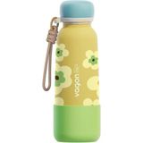 Vagonlife 550ML Yeni Koleksiyon Desenli Pipetli/pipetsiz Kullanım Ipli El Askılı Kaymaz Tabanlı Paslanmaz Çelik Termos - Sarı - 550 ml