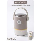 Vagonlife 580 ml Sızdırmaz 2 Kaseli 304 Paslanmaz Çelik Lunch Box Yeni Nesil Sefer Tası Kaşıklı Askılı -1267580 - Kahve