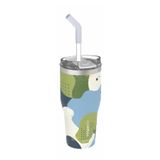Vagonlife 590ml Desenli Pipetli/Pipetsiz Çift Kullanım Tumbler Kahve Bardağı/Mug Paslanmaz Çelik Termos (Jungle)