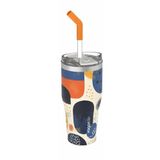 Vagonlife 590ml Desenli Pipetli/Pipetsiz Çift Kullanım Tumbler Kahve Bardağı/Mug Paslanmaz Çelik Termos (Rainforest)