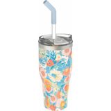 Vagonlife 590ML Desenli Pipetli/pipetsiz Çift Kullanım Tumbler Kahve Bardağı/mug Paslanmaz Çelik Termos - Renkli