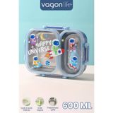 Vagonlife 600 ML Sızdırmaz İki Bölme Paslanmaz Çelik Lunch Box Yeni Nesil Sefer Tası Çatallı Kaşık ff7163