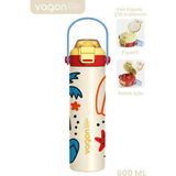 Vagonlife 600 ml Tek Kapak Çift Kullanım Pipetli Rahat Içim Kulplu Paslanmaz Çelik Termos FF1111-600ML - Bej
