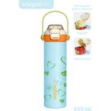 Vagonlife 600 ml Tek Kapak Çift Kullanım Pipetli Rahat Içim Kulplu Paslanmaz Çelik Termos FF1111-600ML - Mavi