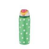 Vagonlife 600ml Pipetli/Pipetsiz Kullanım 6 Saat Sıcak/Soğuk El Askılı Paslanmaz Çelik Termos (Yeşil Çiçekler)