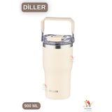 Vagonlife 620 ml Çift Içim Pipetli / Pipetsiz Taşıma Kulplu Termos 3 Renk - Bej