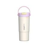Vagonlife 660ml Çift Renkli Tumbler Pipetli/Pipetsiz Kullanım Kulplu Paslanmaz Çelik Termos (Krem)