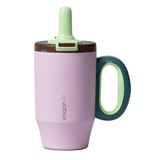Vagonlife 680ml Mug Serisi Mat Gövdeli Kaymaz Tabanlı Pipetli/Pipetsiz Kullanım Büyük Kulplu SUS316L Paslanmaz Çelik Termos 6 Saat Sıcak/Soğuk - Pembe