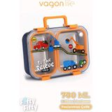 Vagonlife 700 ml Iki Bölme Paslanmaz Çelik Bento Lunch Box Yeni Nesil Sefer Tası Metal Kaşık Hediyeli FF7155 - Lacivert