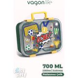 Vagonlife 700 ml Iki Bölme Paslanmaz Çelik Bento Lunch Box Yeni Nesil Sefer Tası Metal Kaşık Hediyeli FF7155 - Yeşil