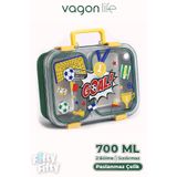 Vagonlife 700 ML Paslanmaz Çelik İki Bölme Bento Lunch Box Yeni Nesil Sefer Tası Metal Kaşık Hediyeli 7155