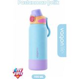 Vagonlife 700 ml Tek Kapak Çift Kullanım Pipetli Rahat Içim Kulplu Paslanmaz Çelik Termos FFVGN1112-700ML - Mavi