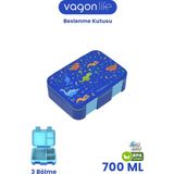 Vagonlife 700 ml Tek Kat Sızdırmaz,karışmaz Üç Bölmeli Çocuk Beslenme Kutusu -FFB096-700 - Mavi
