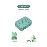 Vagonlife 700 ml Tek Kat Sızdırmaz,karışmaz Üç Bölmeli Çocuk Beslenme Kutusu -FFB096-700 - Yeşil