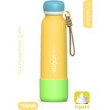 Vagonlife 750 ml Pipetli Sızdırmaz Paslanmaz Çelik Termos Matara El Askılı Bpa Içermez 750ML 1106FF - Sarı